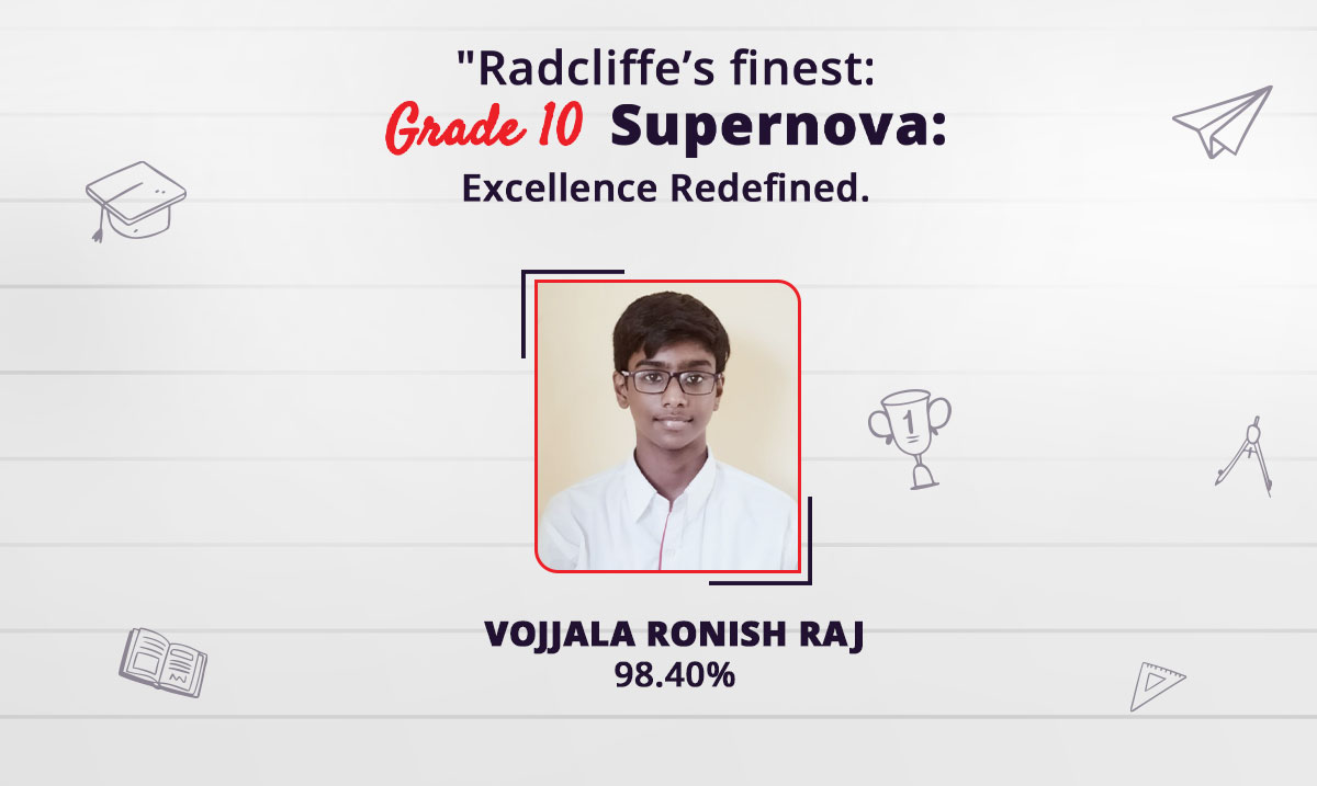 Congratulations to Radcliffe School Grade 10 Pan India Topper, Vojjala Ronish Raj